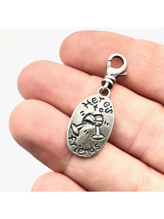 Silpada Jewelry - Silpada Charm Sterling Silver Here's to Friends Cheers Wine